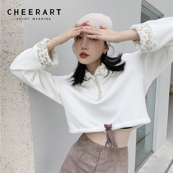 fur collared sweatshirt cropped hoodie women white leopard print long sleeve autumn winter korean fashion 210427, Black
fur collared sweatshirt cropped hoodie women white leopard print long sleeve autumn winter korean fashion 210427, Black