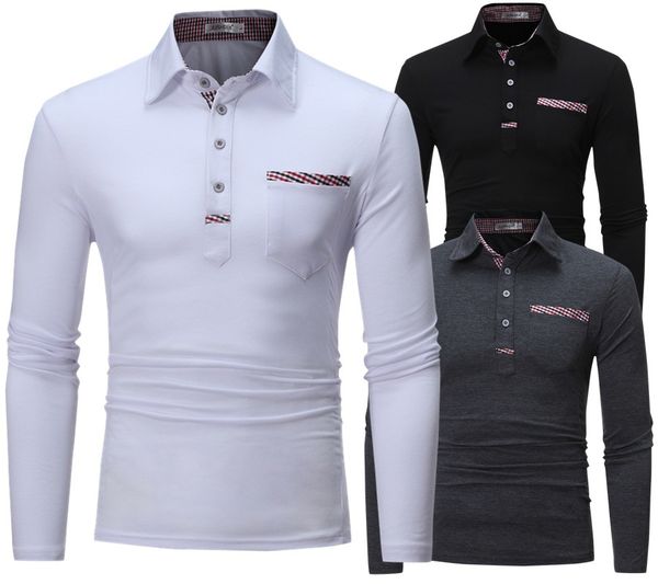 men's polo shirt autumn products are versatile and slim long sleeve for men, White;black
men's polo shirt autumn products are versatile and slim long sleeve for men, White;black
