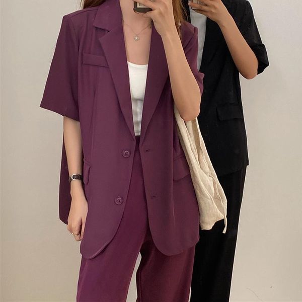 women's tracksuits summer women two piece set elegant single breasted short sleeve coat and wide leg long pants office lady suit 2, Gray
women's tracksuits summer women two piece set elegant single breasted short sleeve coat and wide leg long pants office lady suit 2, Gray