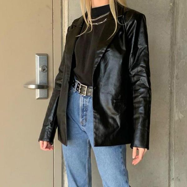 women's jackets black pu leather jacket zipper button pocket coat female winter fashion long sleeves casual outerwear women autumn spri, Black;brown
women's jackets black pu leather jacket zipper button pocket coat female winter fashion long sleeves casual outerwear women autumn spri, Black;brown