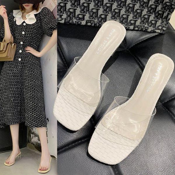sandals wear thick heel summer 2021 high transparent one line crystal half female, Black
sandals wear thick heel summer 2021 high transparent one line crystal half female, Black