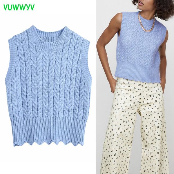 vuwwyv blue casual cable knitted vest female spring ribbed cropped woman sweaters sleeveless elastic waistcoat 210430, Black;white
vuwwyv blue casual cable knitted vest female spring ribbed cropped woman sweaters sleeveless elastic waistcoat 210430, Black;white