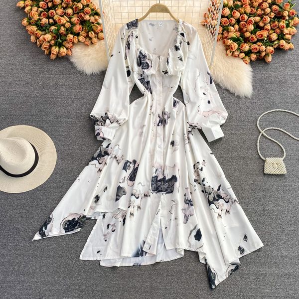 white irregular printed long dress autumn lantern sleeve square collar high waist ink pattern vestidos lady maxi robe 2021, Black;gray
white irregular printed long dress autumn lantern sleeve square collar high waist ink pattern vestidos lady maxi robe 2021, Black;gray