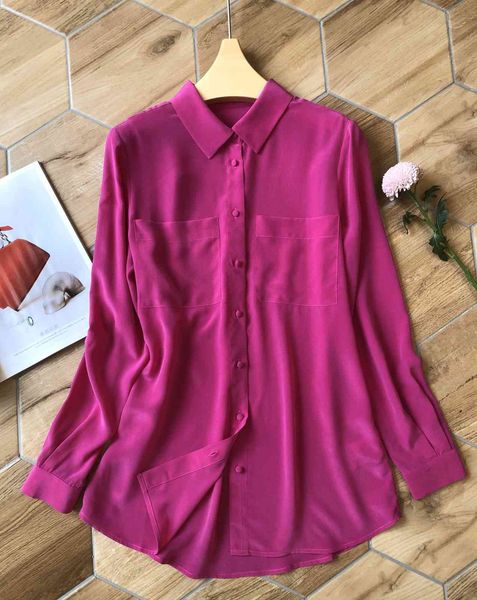women's blouses & shirts 100% silk women 's office wear shirt solid double pockets elegant ladies classic blouse and single-breas, White
women's blouses & shirts 100% silk women 's office wear shirt solid double pockets elegant ladies classic blouse and single-breas, White