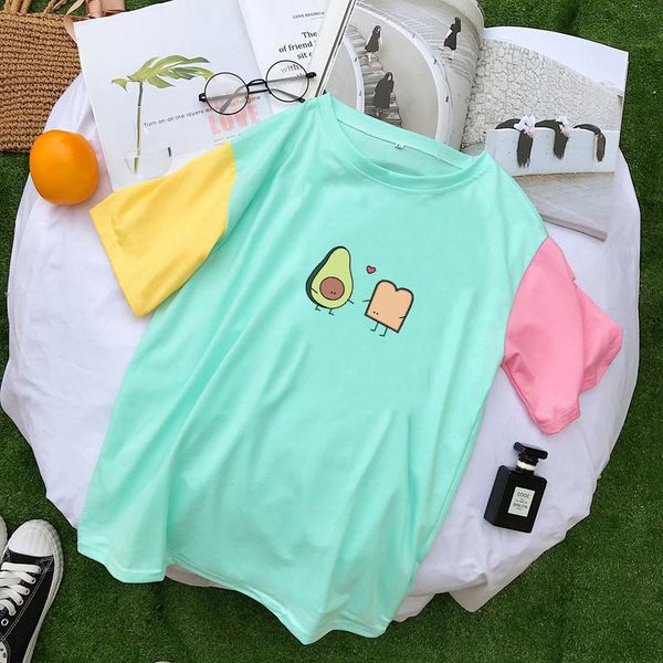 women's t-shirt avocado cartoon printed t shirt women summer harajuku kawaii hit color patchwork cotton loose casual korean fashion cl, White
women's t-shirt avocado cartoon printed t shirt women summer harajuku kawaii hit color patchwork cotton loose casual korean fashion cl, White