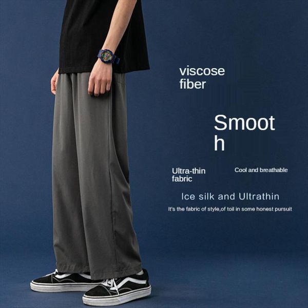summer thin ice silk women pant casual korean loose breathable straight leg streetwear wide mens trousers, Black
summer thin ice silk women pant casual korean loose breathable straight leg streetwear wide mens trousers, Black