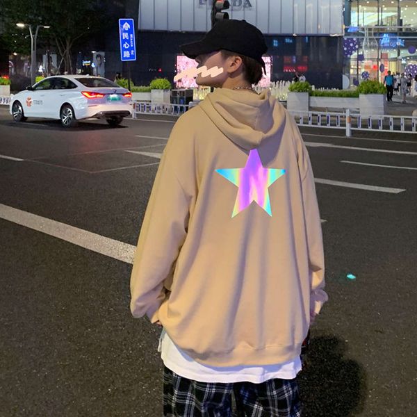 reflective hooded sweaters super fire tide five pointed star print luminous loose large men's wear couple's, Black;brown
reflective hooded sweaters super fire tide five pointed star print luminous loose large men's wear couple's, Black;brown