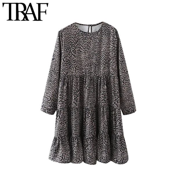 traf women chic fashion leopard print ruffled mini dress vintage o neck long sleeve female dresses vestidos mujer 210415, Black;gray
traf women chic fashion leopard print ruffled mini dress vintage o neck long sleeve female dresses vestidos mujer 210415, Black;gray