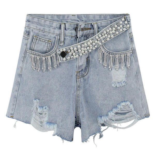 summer high waist shorts women harajuku tassel and pearl belt denim short hole women's, White;black
summer high waist shorts women harajuku tassel and pearl belt denim short hole women's, White;black