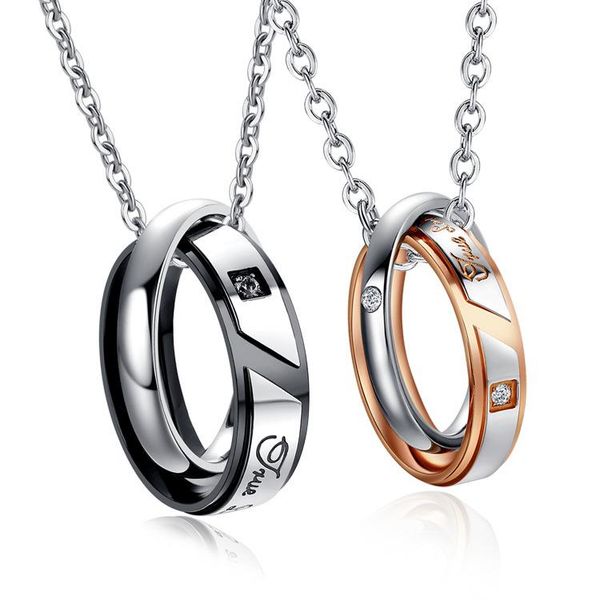 double circle pendant necklace couple crystal titanium steel necklaces for man woman jewelry accessories, Silver
double circle pendant necklace couple crystal titanium steel necklaces for man woman jewelry accessories, Silver