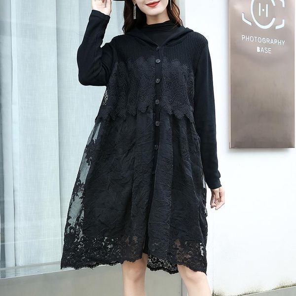 women's trench coats winter autumn plus size women embroidery lace patchwork long hooded black coat outwears 881261, Tan;black
women's trench coats winter autumn plus size women embroidery lace patchwork long hooded black coat outwears 881261, Tan;black