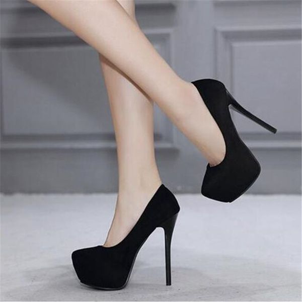 Super high heels shoes flock platform Heeled shoes pumps women night club thin heel sexy plus big size 14cm high heels, Black 12cm
Super high heels shoes flock platform Heeled shoes pumps women night club thin heel sexy plus big size 14cm high heels, Black 12cm