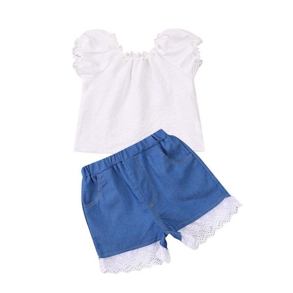 solid color short sleeves t-shirt + lace stitched elastic-waist shorts for small girls clothing sets, White
solid color short sleeves t-shirt + lace stitched elastic-waist shorts for small girls clothing sets, White