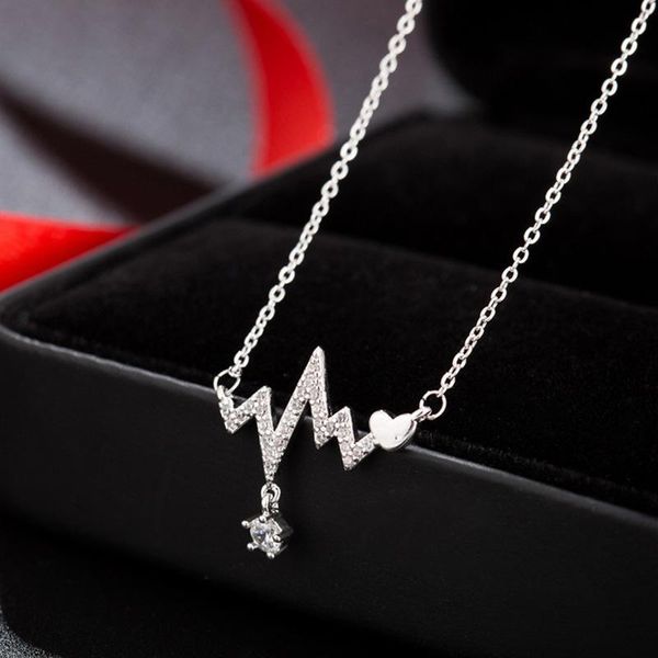 pendant necklaces fashion electrocardiogram chain for women heartbeat stainless steel jewelry female lover gift, Silver
pendant necklaces fashion electrocardiogram chain for women heartbeat stainless steel jewelry female lover gift, Silver