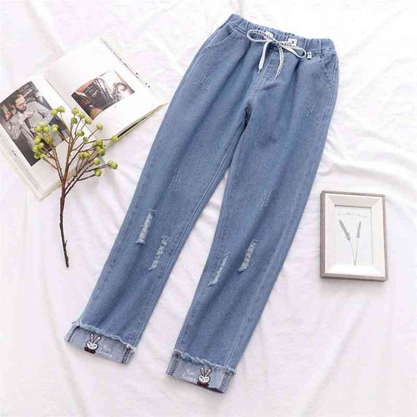 women's jeans 6tq4998 - korean clothing spring and autumn elastic waist lace up rabbit embroidery for women 0etr, Blue
women's jeans 6tq4998 - korean clothing spring and autumn elastic waist lace up rabbit embroidery for women 0etr, Blue