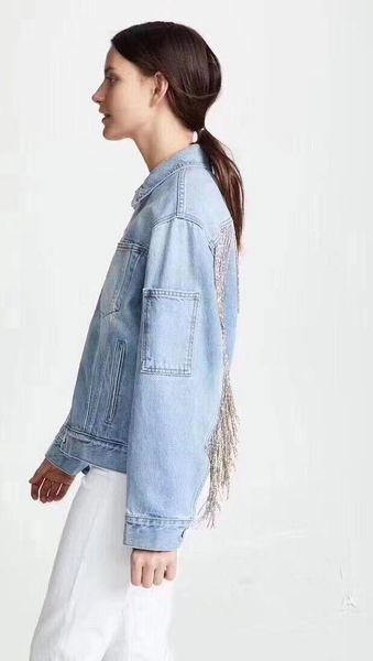 women's jackets luxury ladies denim jacket fashion women dangle chain beadings fringes jean short punk cool coat motorcycle, Black;brown
women's jackets luxury ladies denim jacket fashion women dangle chain beadings fringes jean short punk cool coat motorcycle, Black;brown