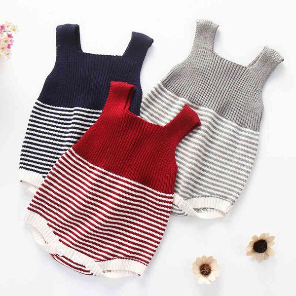 spring born baby boys girls sleeveless cross stripe knit rompers clothes autumn toddler jumpsuits 0-3yrs 210429, Blue
spring born baby boys girls sleeveless cross stripe knit rompers clothes autumn toddler jumpsuits 0-3yrs 210429, Blue