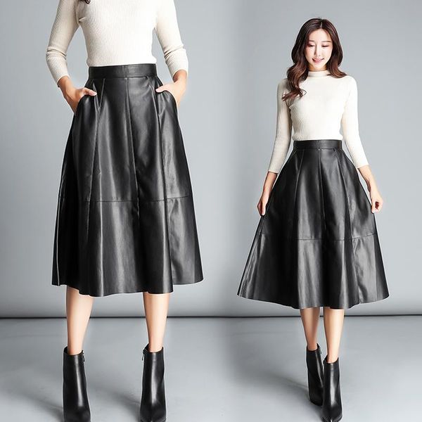 skirts autumn and winter korean fashion long black skirt female high waist was thin pleated pu leather
skirts autumn and winter korean fashion long black skirt female high waist was thin pleated pu leather
