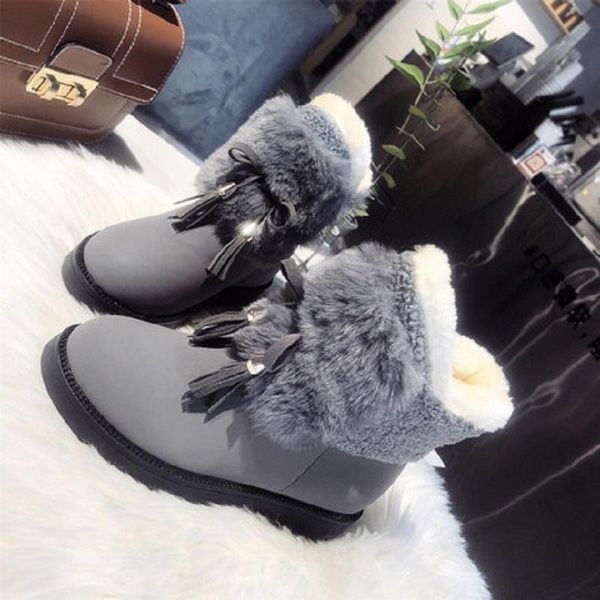 boots winter snow women warm fur comfortable plus velvet thick furry round toe flat heels paltform shoes rubber non slip sneaker, Black 
boots winter snow women warm fur comfortable plus velvet thick furry round toe flat heels paltform shoes rubber non slip sneaker, Black