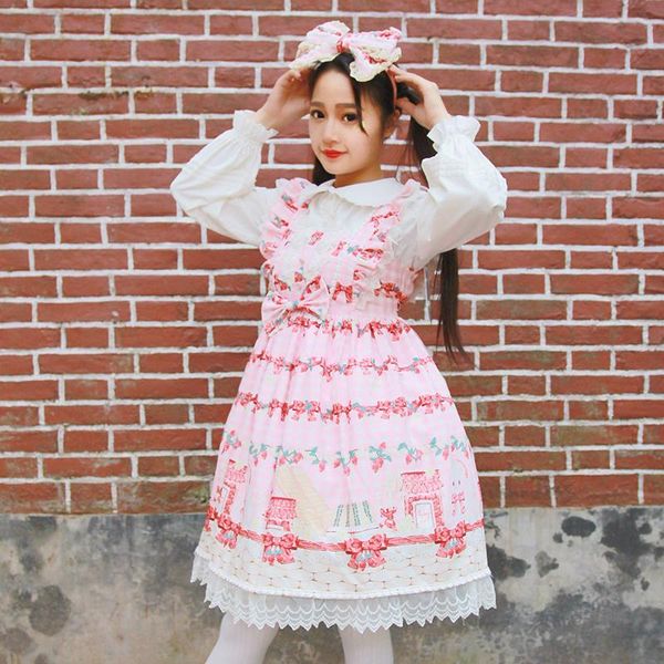 casual dresses sweet princess dress strawberry print bow lace lolita style suspender vintage cute victorian kawaii female ld2190, Black;gray
casual dresses sweet princess dress strawberry print bow lace lolita style suspender vintage cute victorian kawaii female ld2190, Black;gray