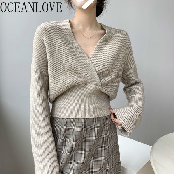office lady women sweaters v neck elegant warm short pullovers korean vintage fashion sueter mujer 17880 210415, White;black
office lady women sweaters v neck elegant warm short pullovers korean vintage fashion sueter mujer 17880 210415, White;black
