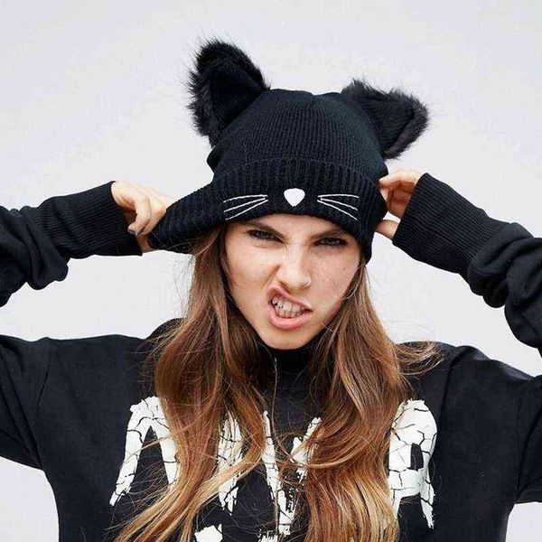 warm winter hat for women wool knitted cat ears faux mink hats skullies fur pompom caps female beanies bonnet femme y21111, Blue;gray
warm winter hat for women wool knitted cat ears faux mink hats skullies fur pompom caps female beanies bonnet femme y21111, Blue;gray