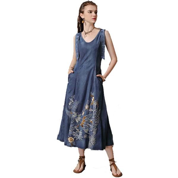 casual dresses vintage style o-neck sleeveless embroidery big lap denim dress women strap designed shoulder plus size jeans blue fs1006, Black;gray
casual dresses vintage style o-neck sleeveless embroidery big lap denim dress women strap designed shoulder plus size jeans blue fs1006, Black;gray