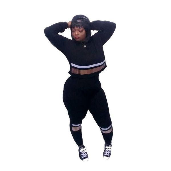 plus size tracksuits clothing 2 piece sets womens outfits long sleeve crop set sweatpants joggers matching wholesale drop, Black
plus size tracksuits clothing 2 piece sets womens outfits long sleeve crop set sweatpants joggers matching wholesale drop, Black