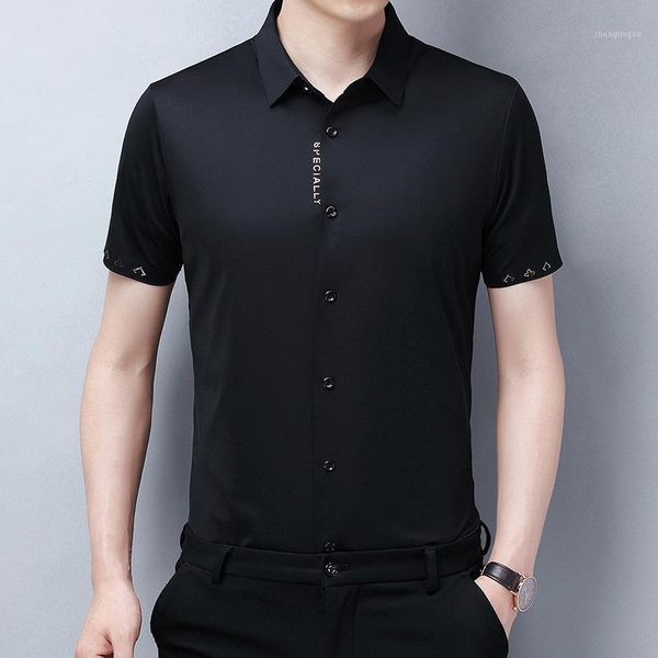 men's dress shirts seamless short sleeve shirt 2021 ice silk solid color lightweight diamond business professional dad fashion, White;black
men's dress shirts seamless short sleeve shirt 2021 ice silk solid color lightweight diamond business professional dad fashion, White;black