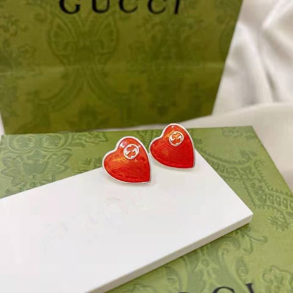 925 silver stereo enamel red basket two color love earrings exclusive fine jewel, Golden
925 silver stereo enamel red basket two color love earrings exclusive fine jewel, Golden