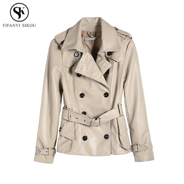 women's trench coats england style autumn short pu leather coat women classic double breasted belt slim outerwear casual business lp344, Tan;black
women's trench coats england style autumn short pu leather coat women classic double breasted belt slim outerwear casual business lp344, Tan;black
