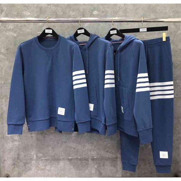 tb21 zipper hooded pullover set four bar blue red men's women's same new style clothes and trousers, Gray
tb21 zipper hooded pullover set four bar blue red men's women's same new style clothes and trousers, Gray