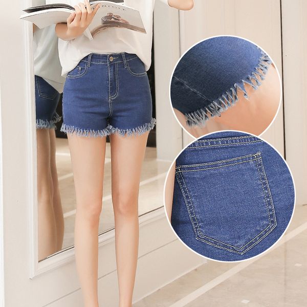 women's shorts denim summer korean version new pants, with rough edge, slim and large size pants, White;black
women's shorts denim summer korean version new pants, with rough edge, slim and large size pants, White;black