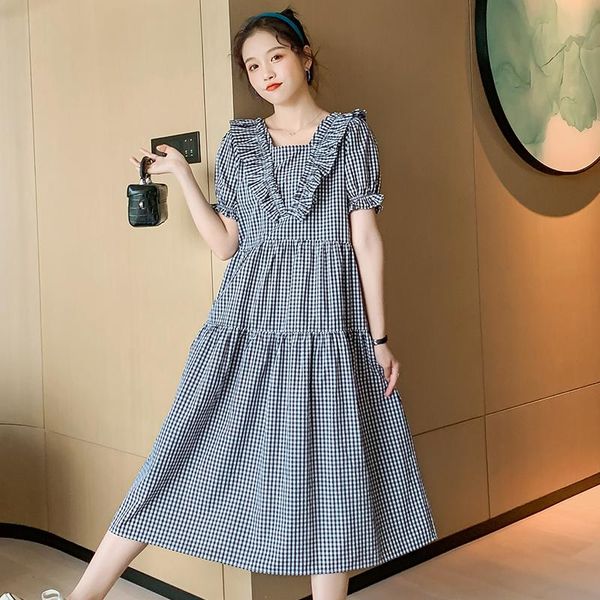 876# maternity clothes summer cotton plaid short sleeves loose stylish dress pregnant women mom dresses, White
876# maternity clothes summer cotton plaid short sleeves loose stylish dress pregnant women mom dresses, White