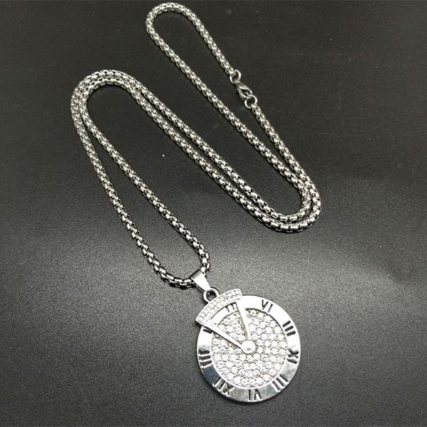 titanium steel rotating time disc letter crystal pendant necklace hip hop trendy men versatile couple sweater chain street necklaces, Silver
titanium steel rotating time disc letter crystal pendant necklace hip hop trendy men versatile couple sweater chain street necklaces, Silver