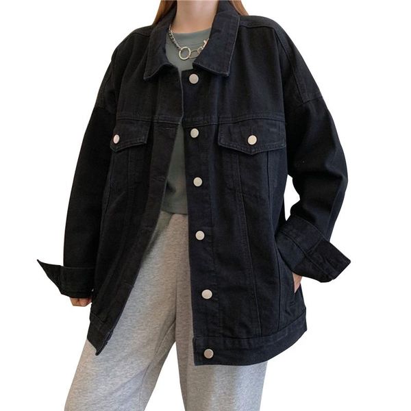 medium length denim bf lovers hong kong flavor black large coat women's loose oversize fat mm fashion jackets, Black;brown
medium length denim bf lovers hong kong flavor black large coat women's loose oversize fat mm fashion jackets, Black;brown