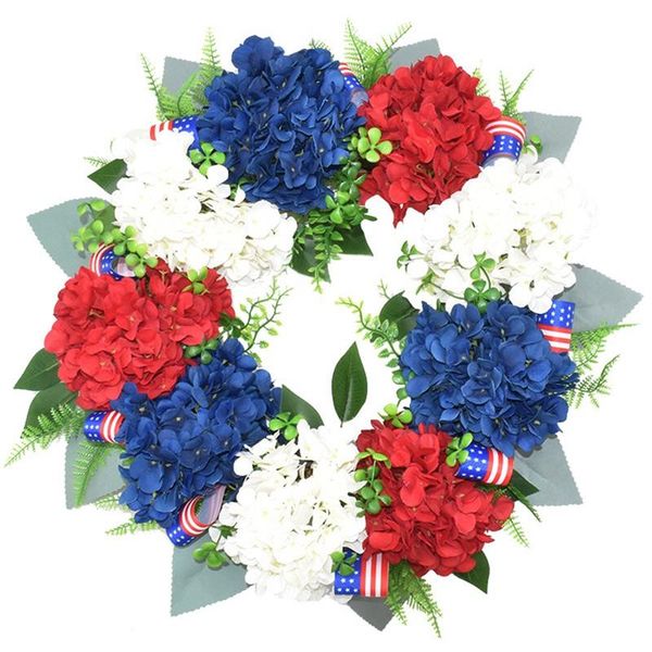 

artificial hydrangea wreath american patriotic independence day usa july 4th decoration for front door wall window decor novelty items