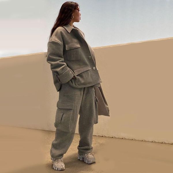 women's two piece pants women winter thicker grey loose sets,long sleeve turn-down collar jacket and elastic waist, White
women's two piece pants women winter thicker grey loose sets,long sleeve turn-down collar jacket and elastic waist, White
