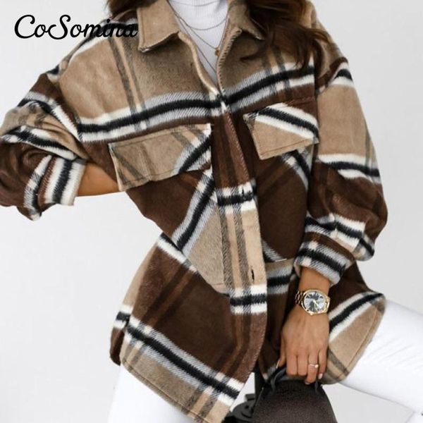 cosomina autumn winter plaid shirt coat women 2021 casual streetwear side split female outwear jacket single button women's jackets, Black;brown
cosomina autumn winter plaid shirt coat women 2021 casual streetwear side split female outwear jacket single button women's jackets, Black;brown
