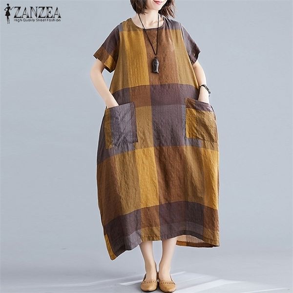 zanzea fashion womens check sundress summer dress short sleeve maxi vestidos female casual dress plus size o neck plaid robe, Black;gray
zanzea fashion womens check sundress summer dress short sleeve maxi vestidos female casual dress plus size o neck plaid robe, Black;gray