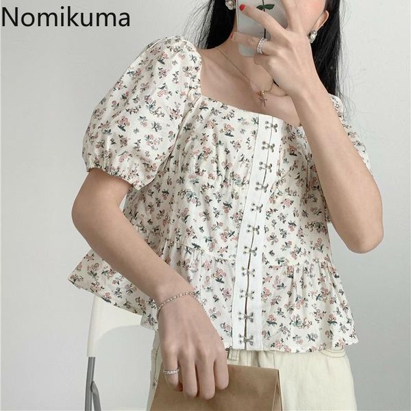 women's blouses & shirts nomikuma korean sweet floral printed women square collar short sleeve vintage blouse female summer crop blusa, White
women's blouses & shirts nomikuma korean sweet floral printed women square collar short sleeve vintage blouse female summer crop blusa, White