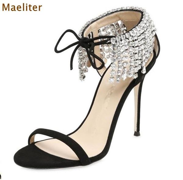 women luxurious bling crystal sandals thin high heel ankle drape fringe rhinestone dress shoes lace-up wedding, Black
women luxurious bling crystal sandals thin high heel ankle drape fringe rhinestone dress shoes lace-up wedding, Black