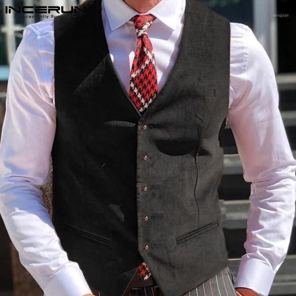 men's vests incerun business fashion men pure color suit casual comfort retro mens waistcoat gilet slim gentlemen formal blazers, Black;white
men's vests incerun business fashion men pure color suit casual comfort retro mens waistcoat gilet slim gentlemen formal blazers, Black;white