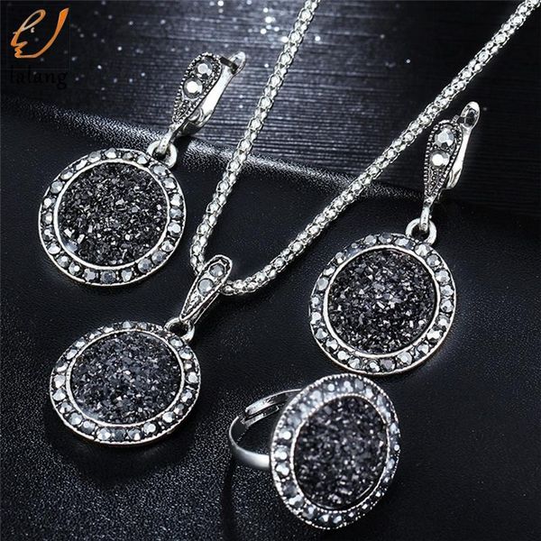 earrings & necklace vintage black rhinestone jewelry set 3 pieces fashion women antique color pendant earring ring sets, Silver
earrings & necklace vintage black rhinestone jewelry set 3 pieces fashion women antique color pendant earring ring sets, Silver