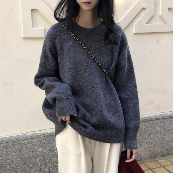 women's sweaters large size sweater autumn winter loose solid color round neck pullover long sleeve fashion aesthetic, White;black
women's sweaters large size sweater autumn winter loose solid color round neck pullover long sleeve fashion aesthetic, White;black