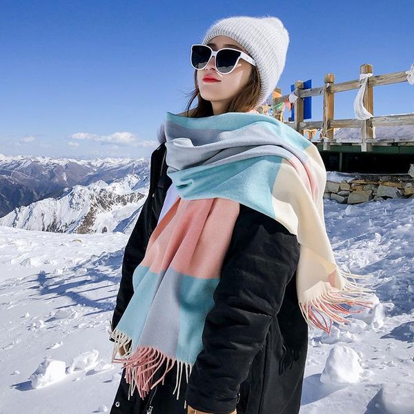 scarves korean version scarf of autumn and winter wool plaid for women, Blue;gray
scarves korean version scarf of autumn and winter wool plaid for women, Blue;gray