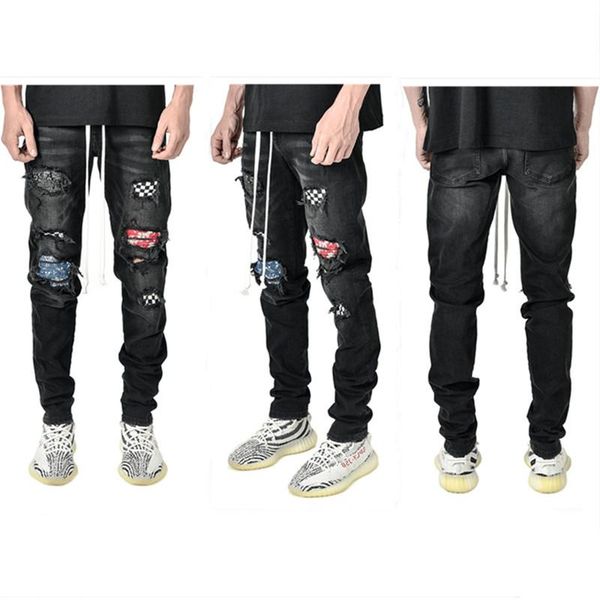 men's jeans hole patchwork plaid hip hop fashion slim fit mid waist distressed man casual skinny sports denim pencil pants, Blue
men's jeans hole patchwork plaid hip hop fashion slim fit mid waist distressed man casual skinny sports denim pencil pants, Blue