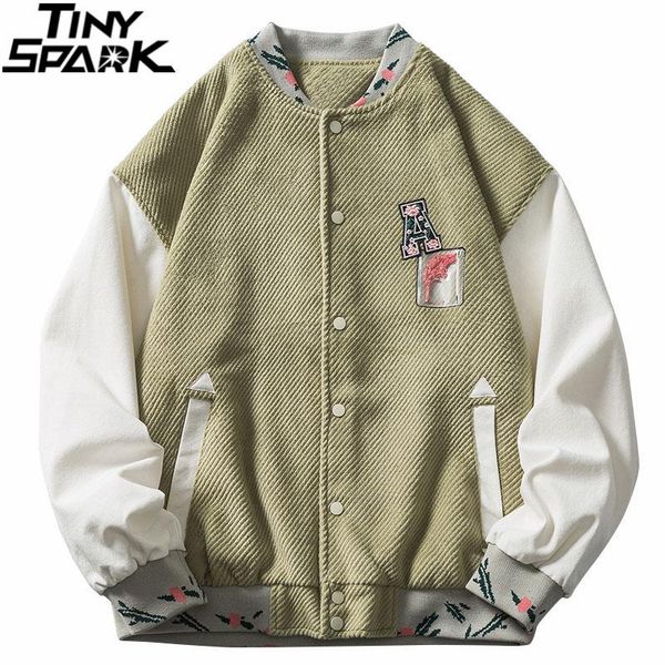 men's jackets hip hop corduroy bomber jacket 2021 men streetwear embroidery flower raglan sleeve coat harajuku cotton outwear, Black;brown
men's jackets hip hop corduroy bomber jacket 2021 men streetwear embroidery flower raglan sleeve coat harajuku cotton outwear, Black;brown