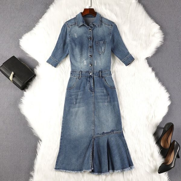 casual dresses spring size big 4xl 5xl women dressed in mid-fashion brim half sleeve solid lapel line casual ladies torn jeans party dress h, Black;gray
casual dresses spring size big 4xl 5xl women dressed in mid-fashion brim half sleeve solid lapel line casual ladies torn jeans party dress h, Black;gray
