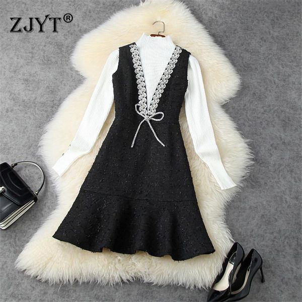 casual dresses women autumn winter long sleeve white pullover knit and diamonds tweed dress suit elegant party robe femme trumpet vetido, Black;gray
casual dresses women autumn winter long sleeve white pullover knit and diamonds tweed dress suit elegant party robe femme trumpet vetido, Black;gray